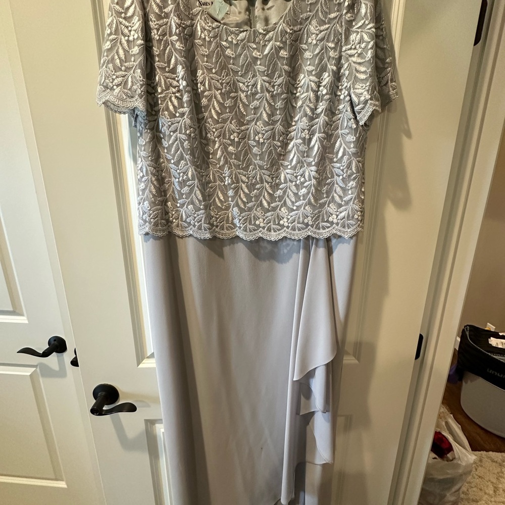 Elegant Gray Lace Overlay Dress